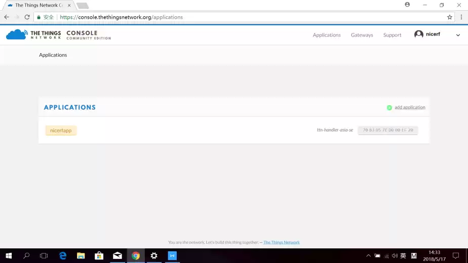 Click Application turn to Application page.