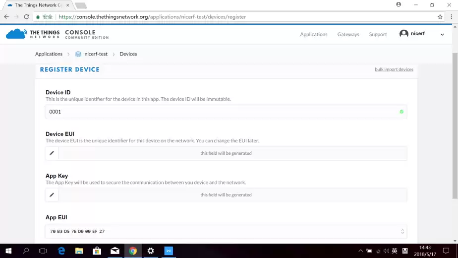 To register a device, we need two information of node