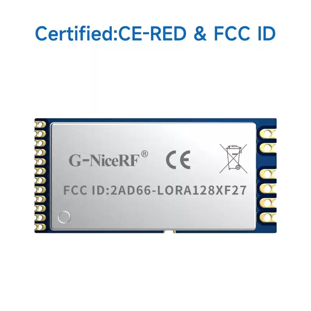 LoRa1281F27 : SX1281 500mW CE-RED & FCC ID Certified  2.4GHz LoRa Module With TCXO