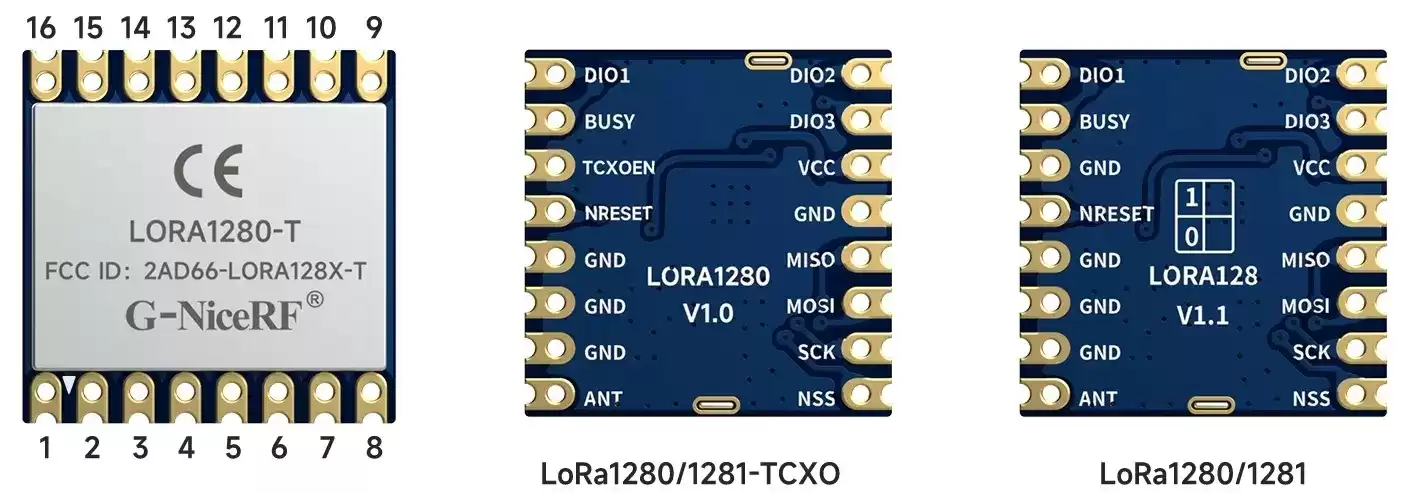 Pin definition of 2.4GHz SX1280/SX1281 TCXO ranging LoRa wireless module LoRa128X - T Pin definition of 2.4GHz SX1280/SX1281 TCXO ranging LoRa wireless module LoRa128X - T