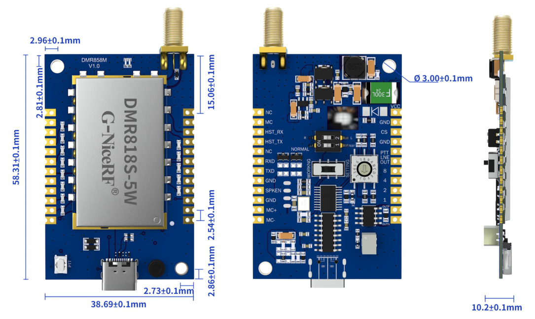 DMR858M Module Mechanical Dimensions