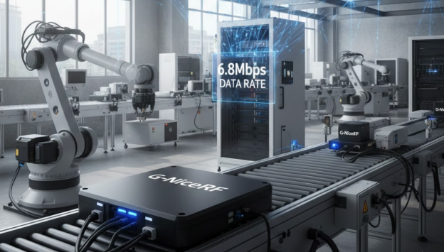 UWB RTLS architecture with 6.8Mbps data rate.