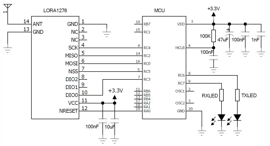 Application circuit of 915MHz LoRa wireless front - end module LoRa1276 - 915 Application circuit of 915MHz LoRa wireless front - end module LoRa1276 - 915