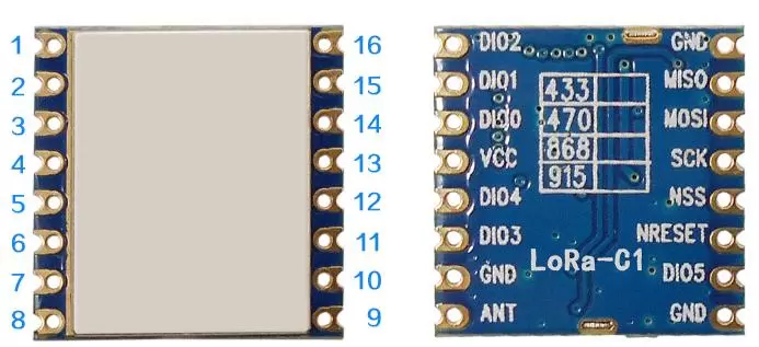 Pin Definition of 915MHz SX1276 LoRa Module LoRa1276-C1-915 Pin Definition of 915MHz SX1276 LoRa Module LoRa1276-C1-915