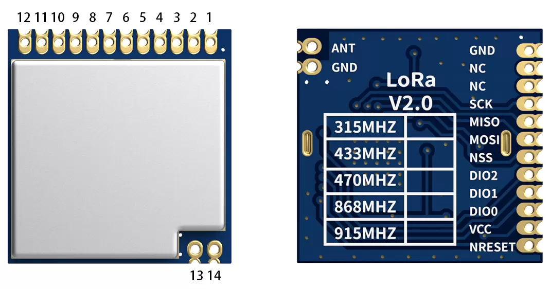 Pin definition of wireless 433/470MHz LoRa module LoRa1278 Pin definition of wireless 433/470MHz LoRa module LoRa1278
