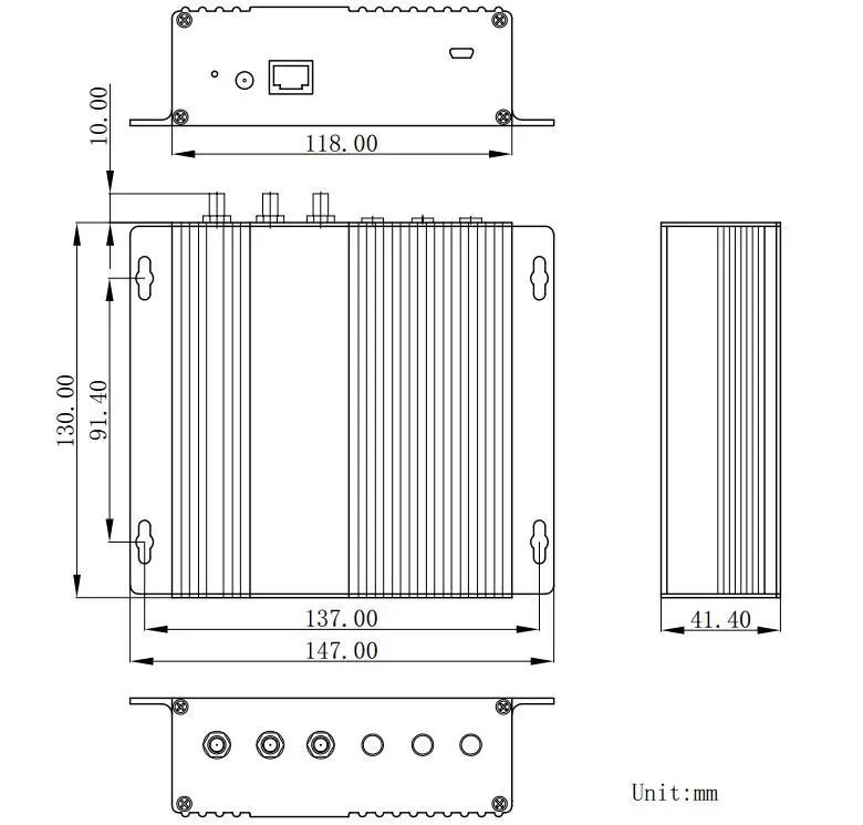 Mechanical dimensions of LoRaWan gateway module LG1301-PF