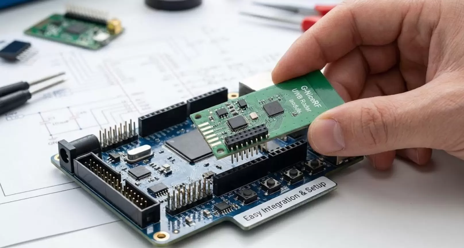 Easy Integration of G-NiceRF UWB Radar Module to Development Board.