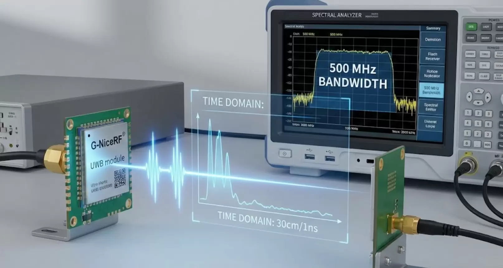 Visualization of UWB time-domain physics and 500 MHz bandwidth.